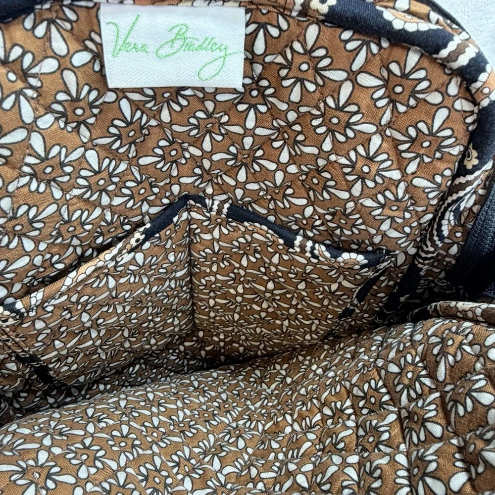Vera Bradley Cafe Latte Backpack Black Brown Mandala Quilted Small Travel Bag